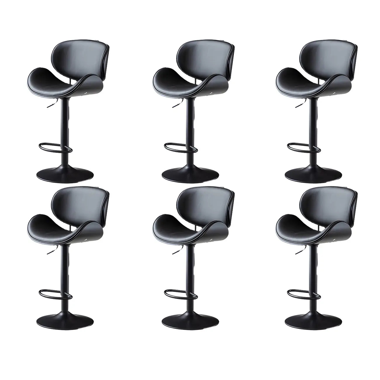 Arched Blackish Green Leather Swivel Adjustable Bar Stool