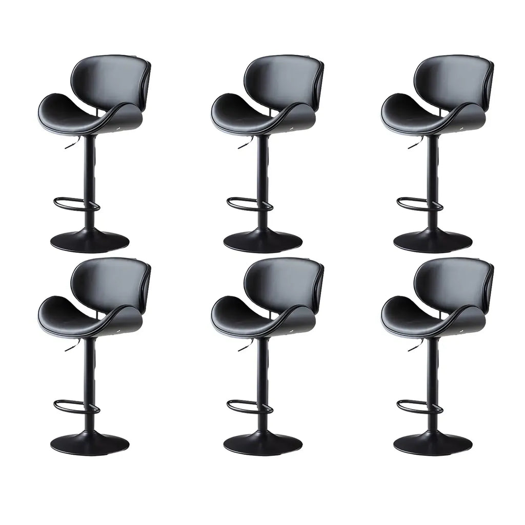 Arched Blackish Green Leather Swivel Adjustable Bar Stool