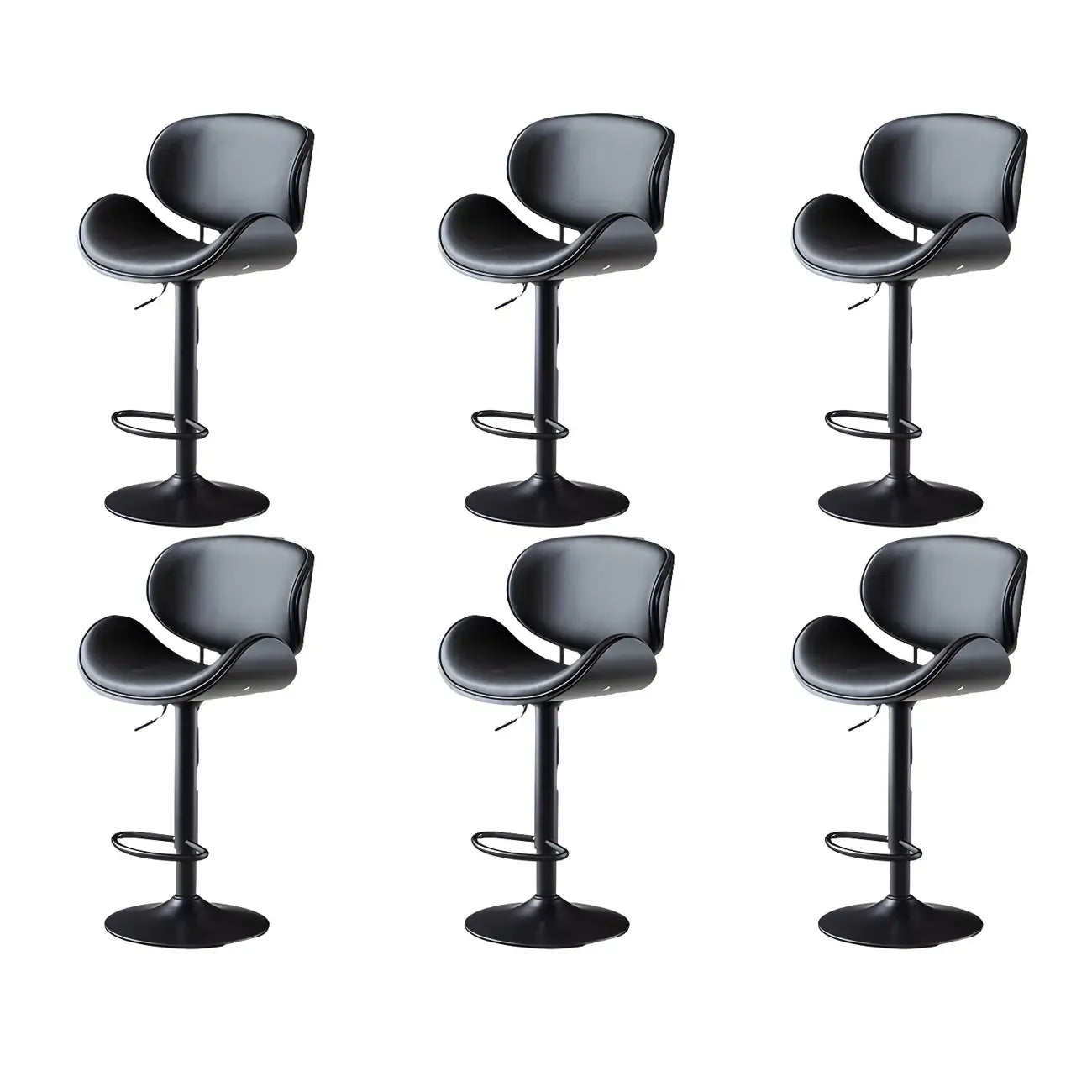 Arched Blackish Green Leather Swivel Adjustable Bar Stool