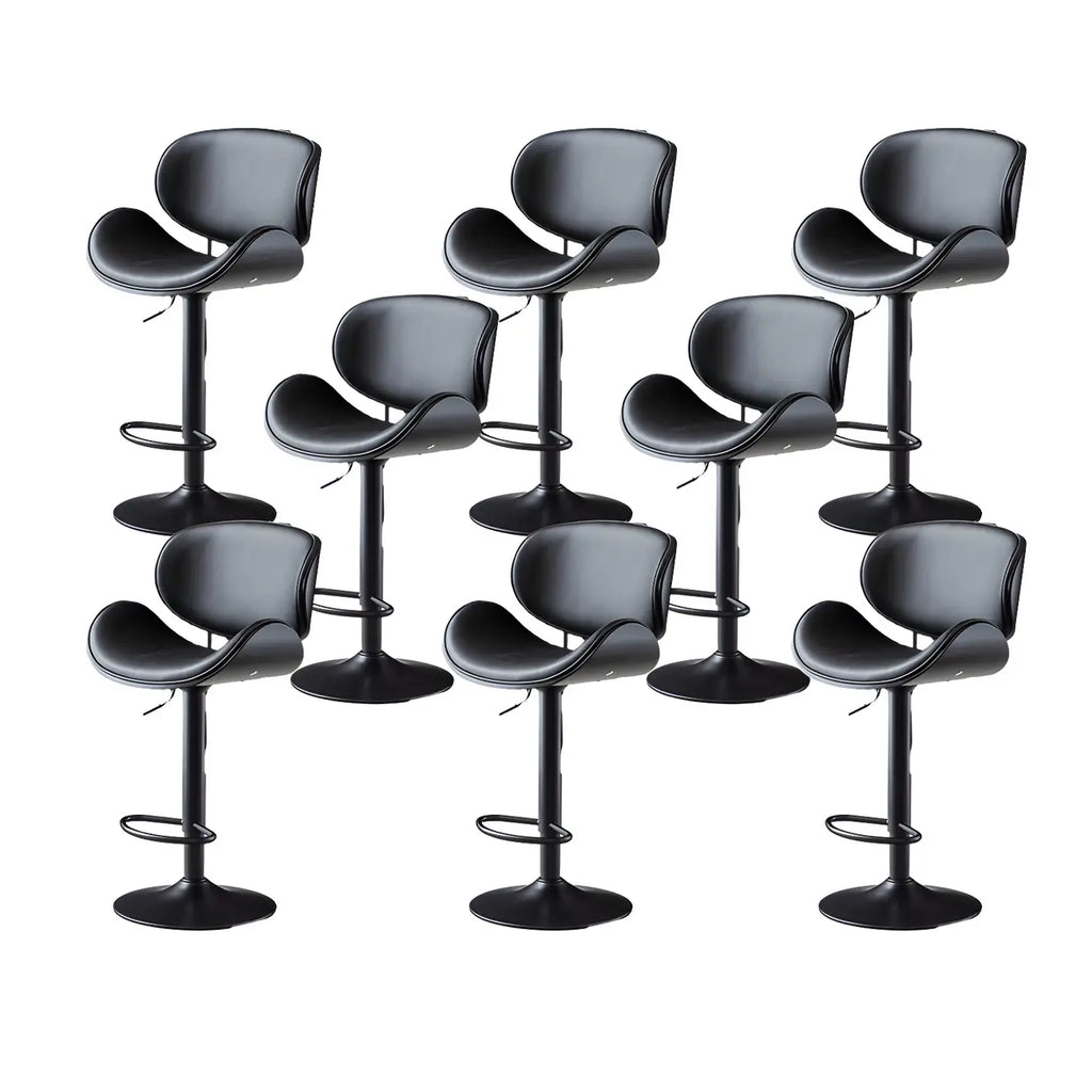 Arched Blackish Green Leather Swivel Adjustable Bar Stool