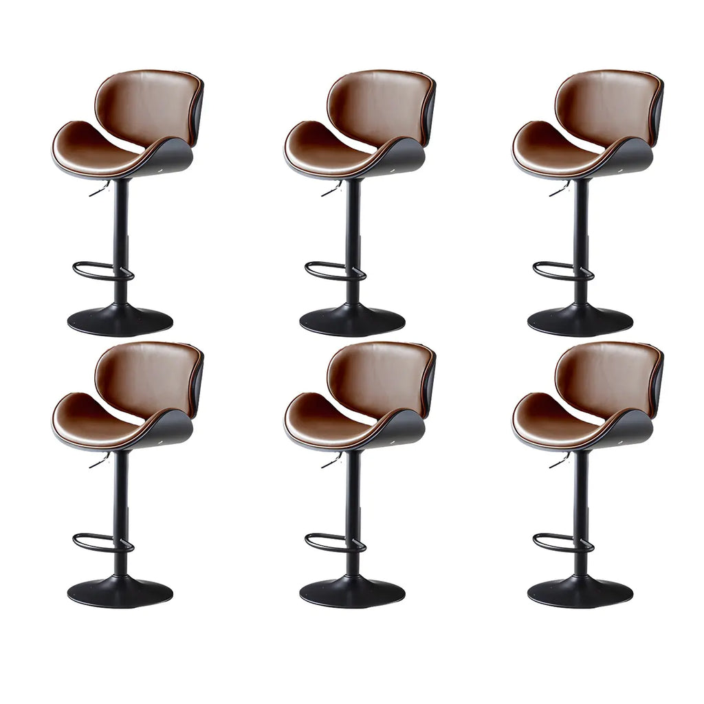 Arched Blackish Green Leather Swivel Adjustable Bar Stool