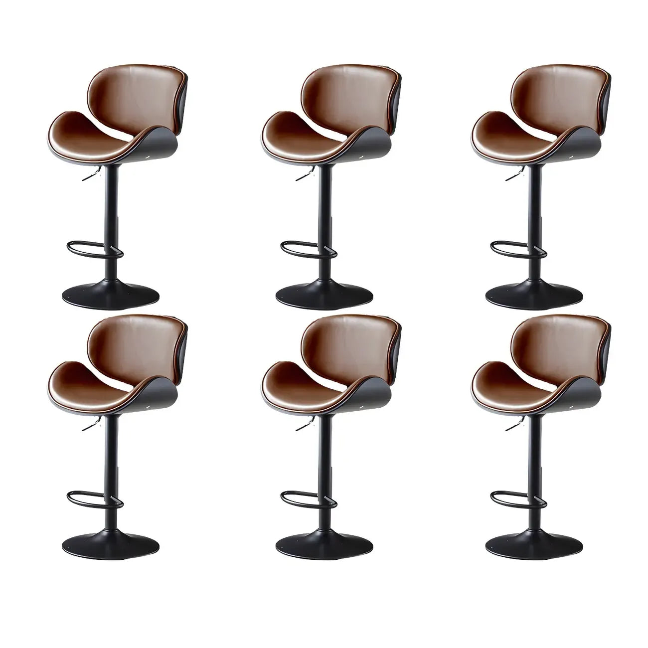 Arched Blackish Green Leather Swivel Adjustable Bar Stool