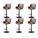 Arched Blackish Green Leather Swivel Adjustable Bar Stool