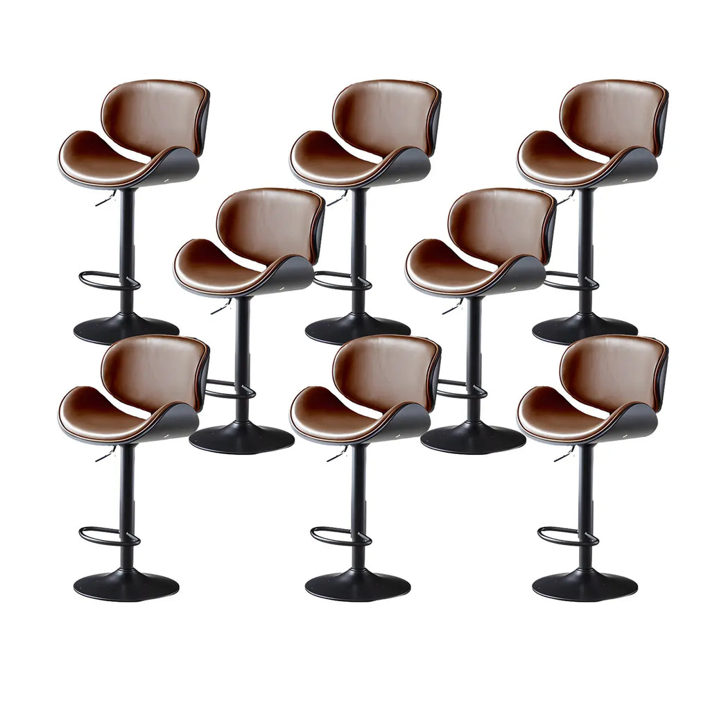 Arched Blackish Green Leather Swivel Adjustable Bar Stool