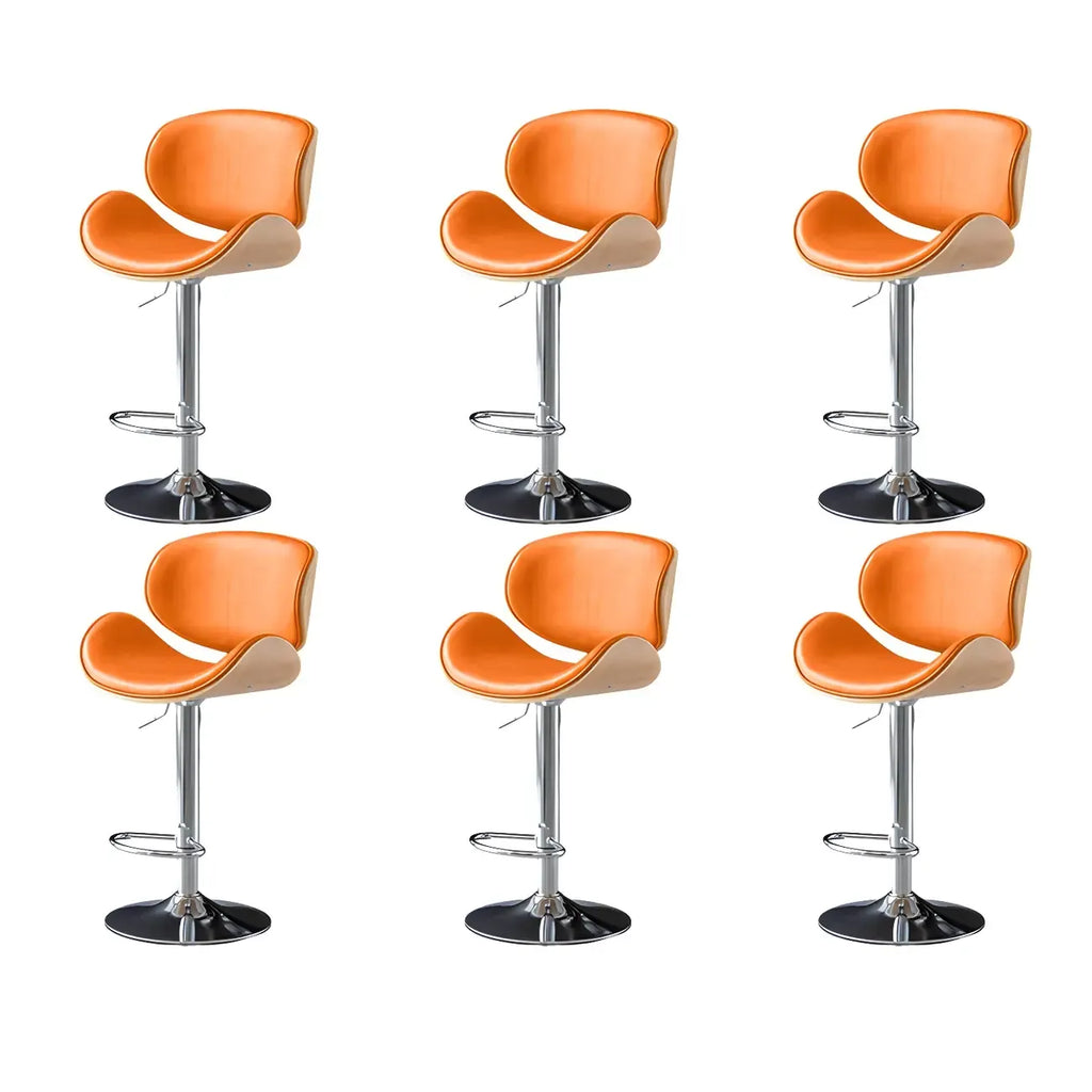 Arched Blackish Green Leather Swivel Adjustable Bar Stool