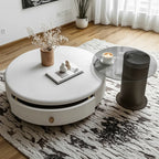 Cream Round Elegant Drawers Round Wood Coffee Table