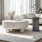 Cream Round Elegant Drawers Round Wood Coffee Table
