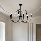 2 Tiers Industrial Black Iron Chandelier for Modern Interiors