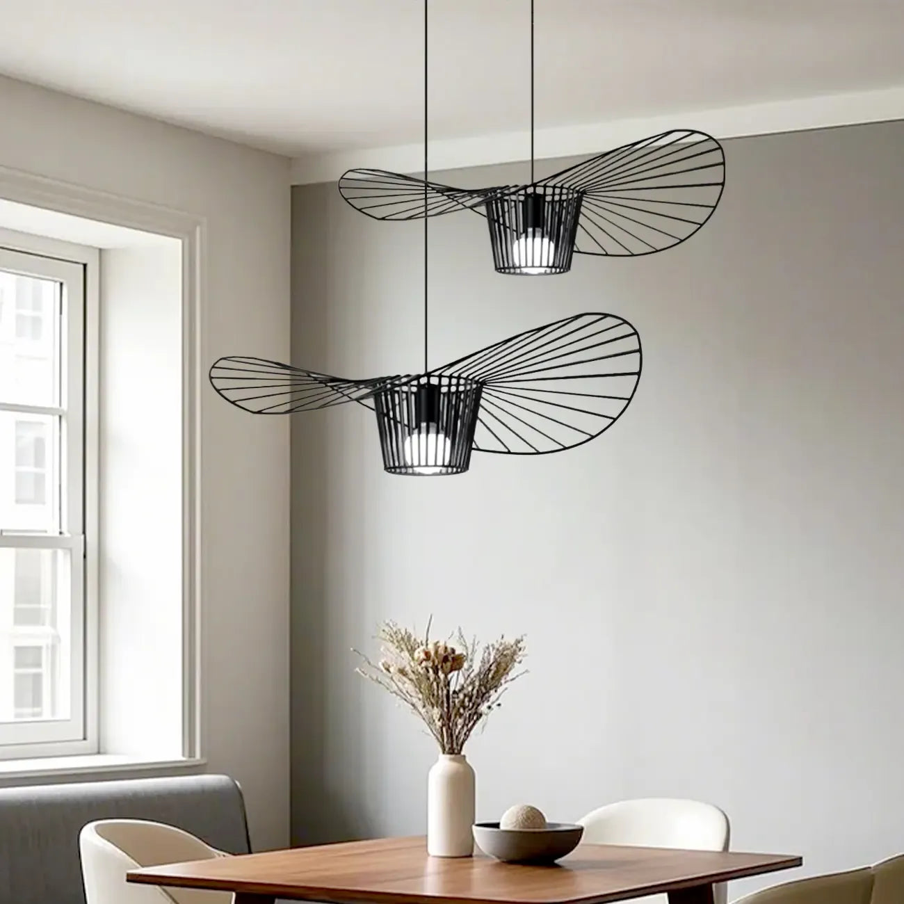 Contemporary Linear Wavey Lotus Leaf Hat Design Pendant Lamp