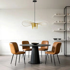 Contemporary Linear Wavey Lotus Leaf Hat Design Pendant Lamp