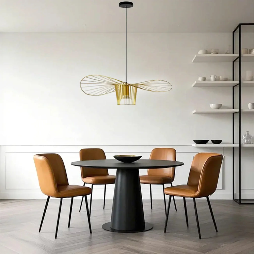 Contemporary Linear Wavey Lotus Leaf Hat Design Pendant Lamp