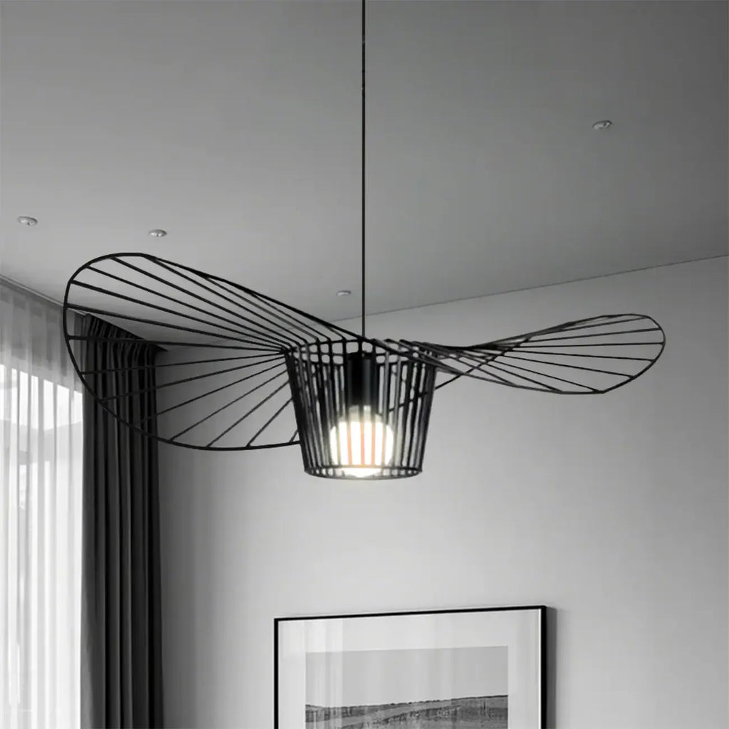 Contemporary Linear Wavey Lotus Leaf Hat Design Pendant Lamp