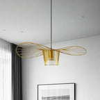 Contemporary Linear Wavey Lotus Leaf Hat Design Pendant Lamp