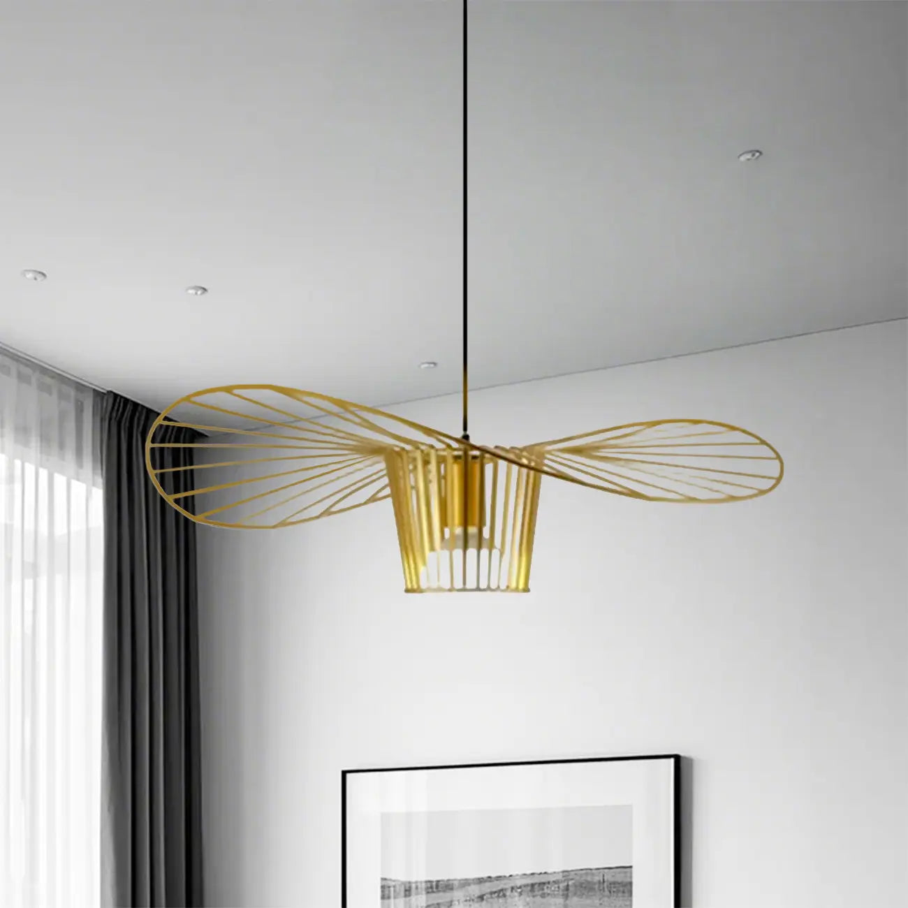 Contemporary Linear Wavey Lotus Leaf Hat Design Pendant Lamp