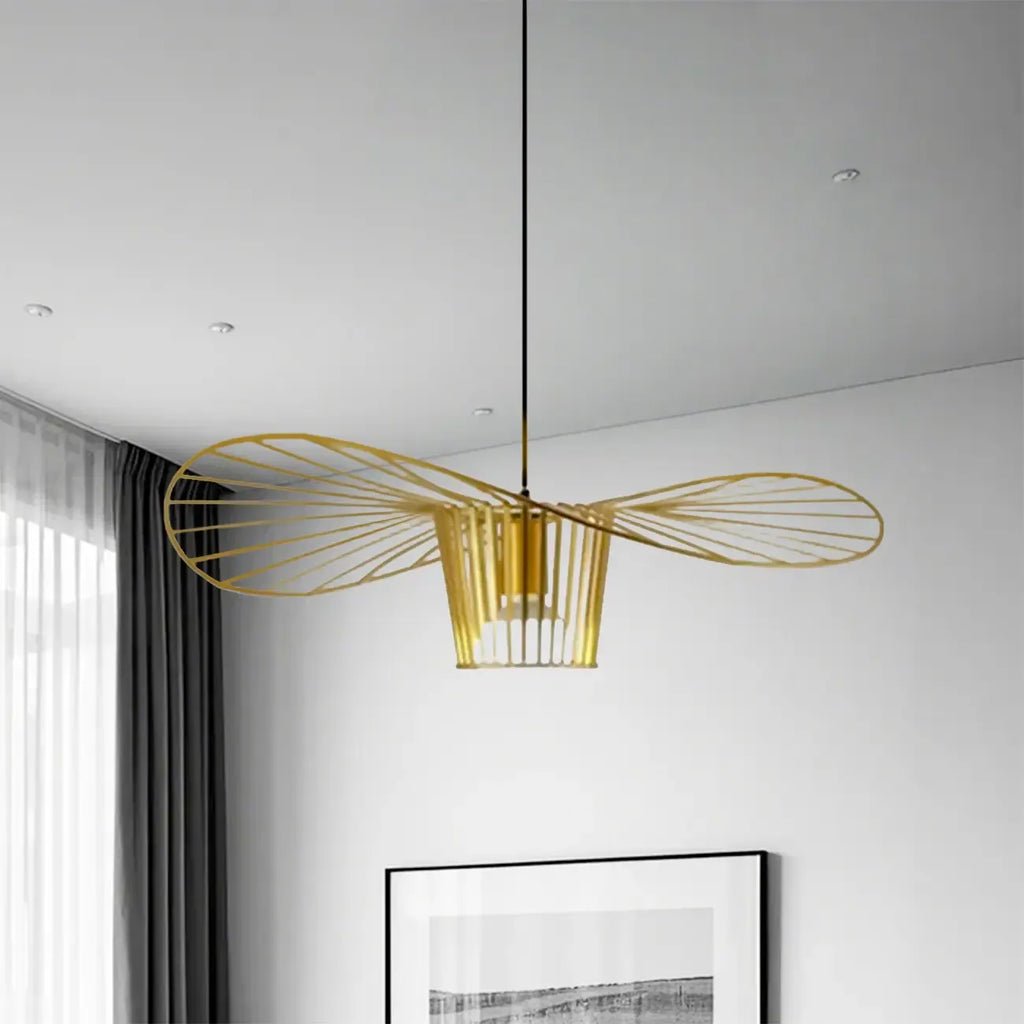 Contemporary Linear Wavey Lotus Leaf Hat Design Pendant Lamp