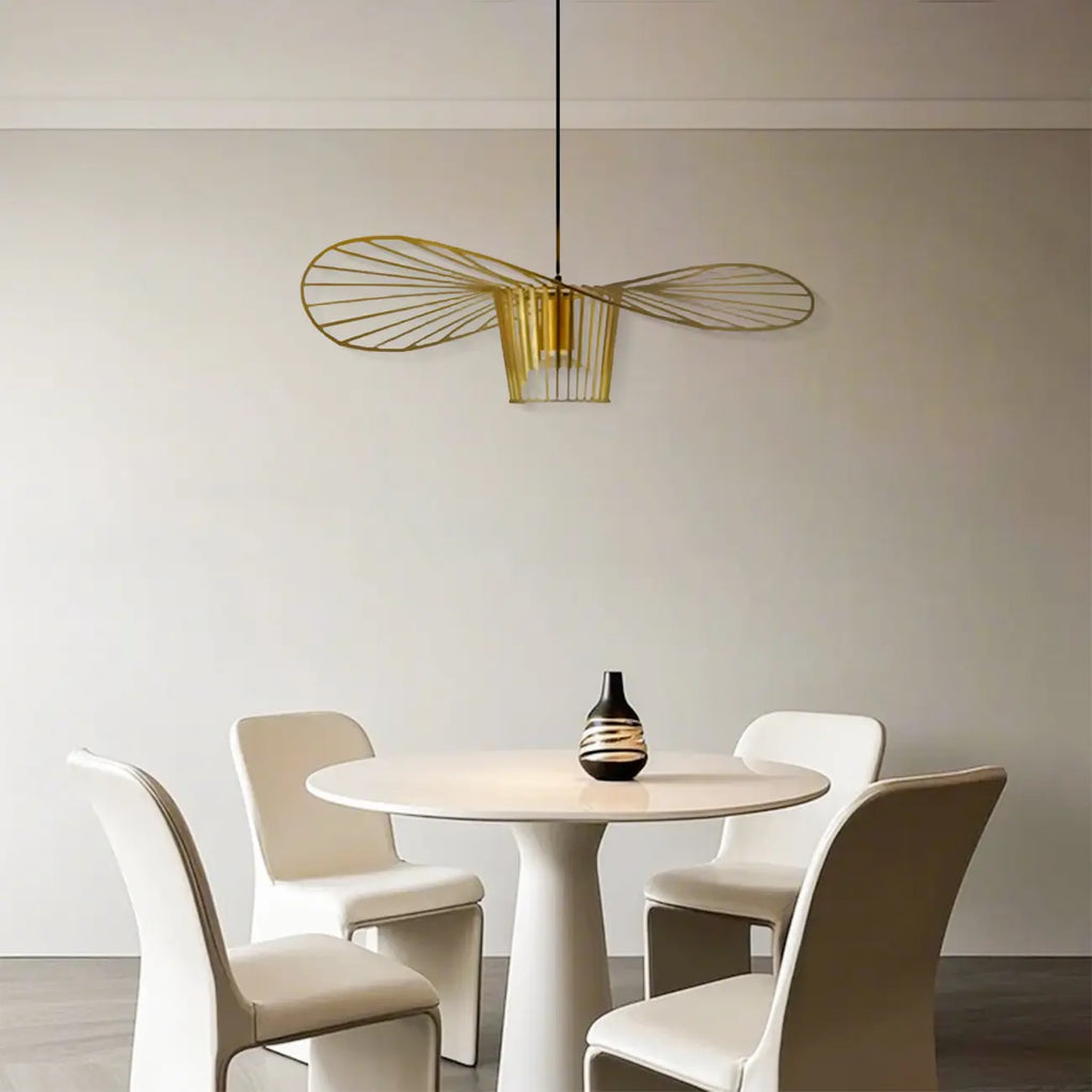 Contemporary Linear Wavey Lotus Leaf Hat Design Pendant Lamp