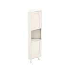 Chic White Wood Corner Cabinet with Open Shelves