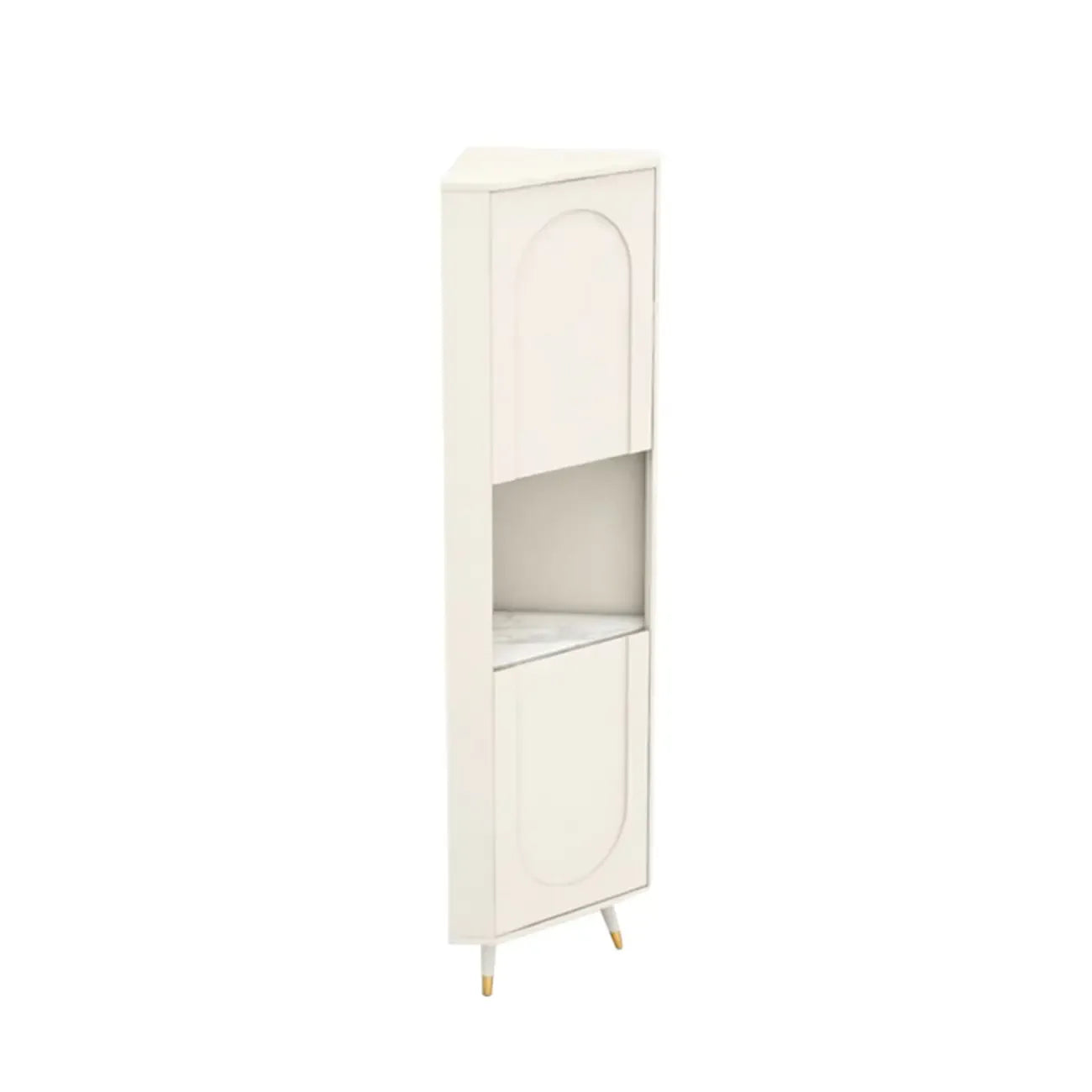 Chic White Wood Corner Cabinet with Open Shelves