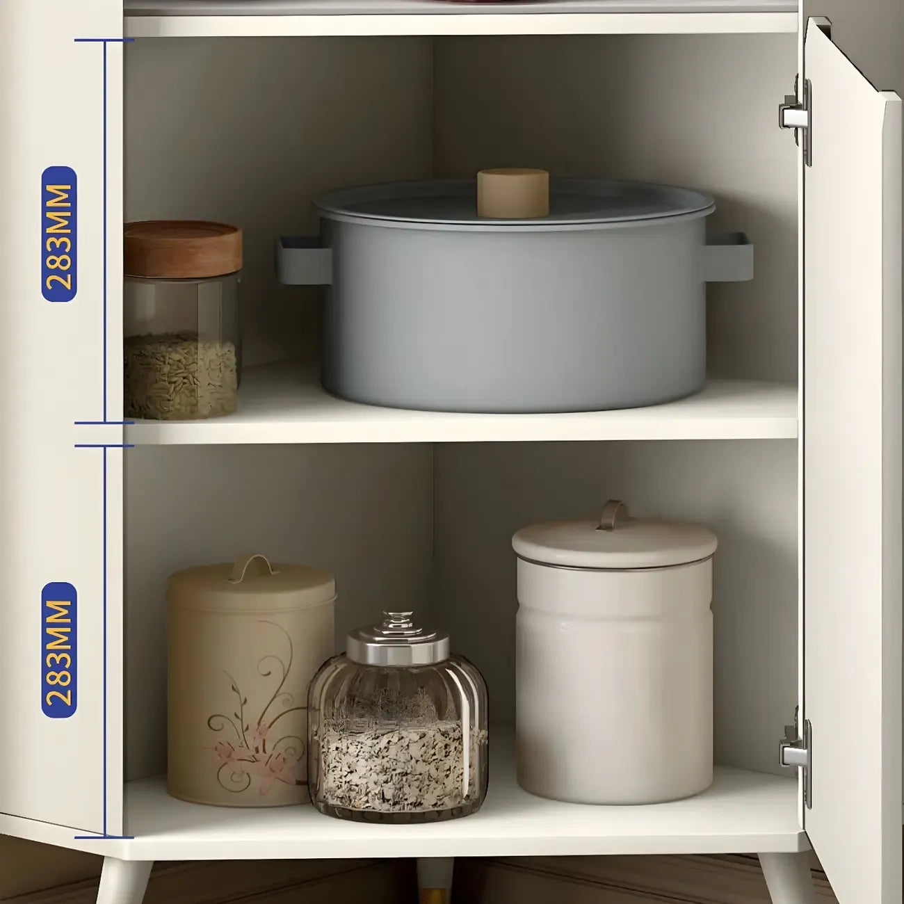 Chic White Wood Corner Cabinet with Open Shelves
