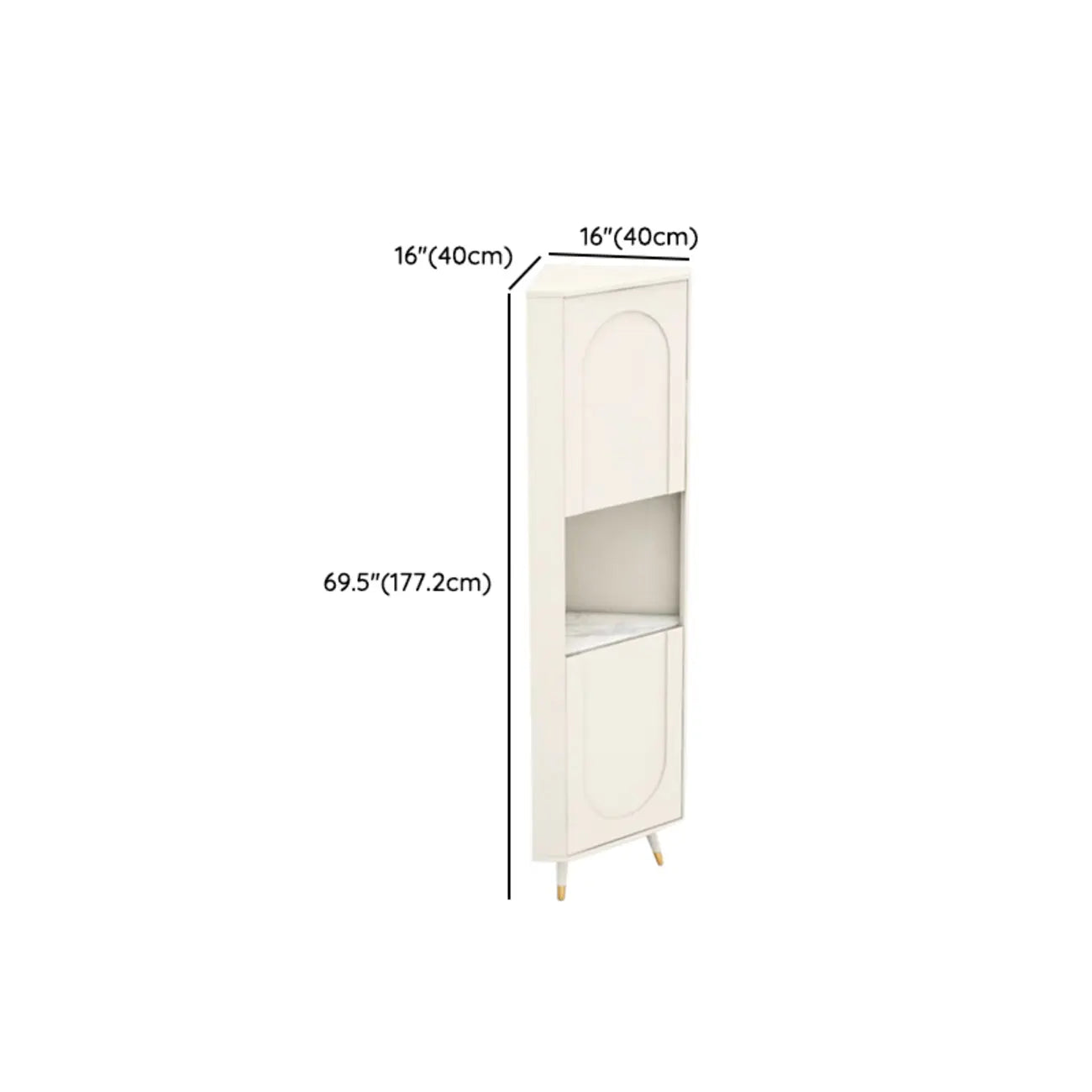 Chic White Wood Corner Cabinet with Open Shelves