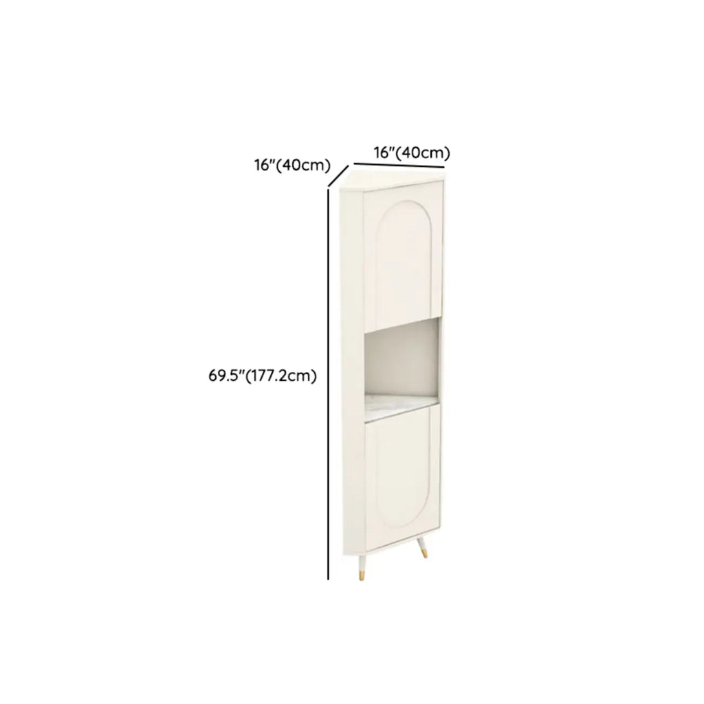 Chic White Wood Corner Cabinet with Open Shelves