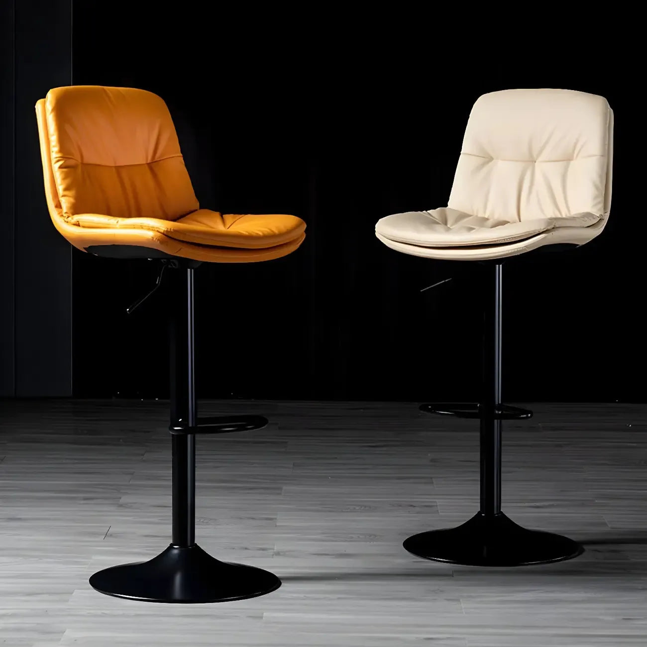 Adjustable Leather Low Back Swivel Bar Stool