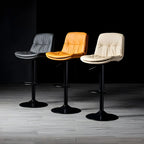 Adjustable Leather Low Back Swivel Bar Stool
