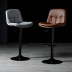 Adjustable Leather Low Back Swivel Bar Stool