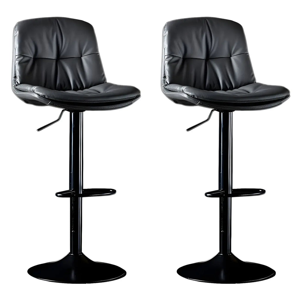 Adjustable Leather Low Back Swivel Bar Stool
