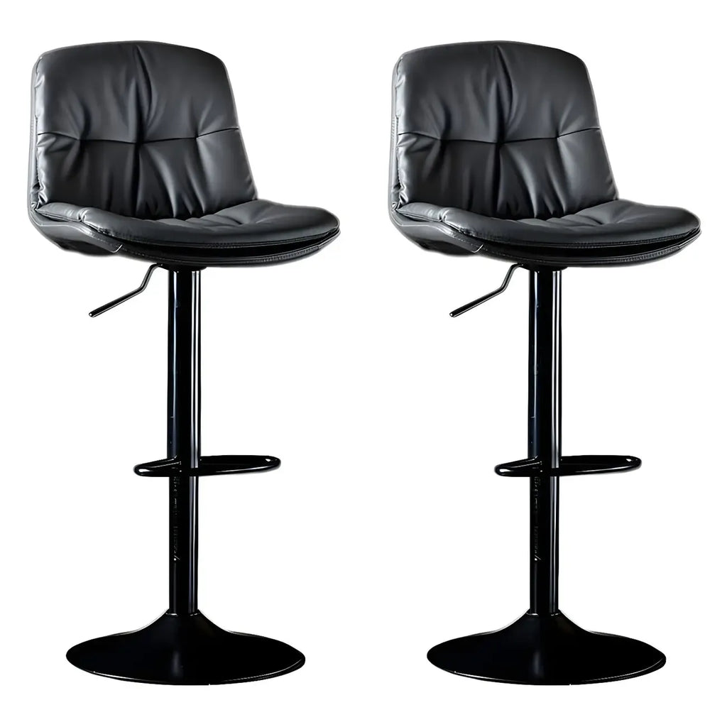 Adjustable Leather Low Back Swivel Bar Stool