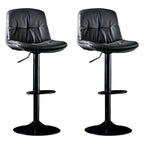 Adjustable Leather Low Back Swivel Bar Stool