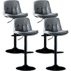 Adjustable Leather Low Back Swivel Bar Stool