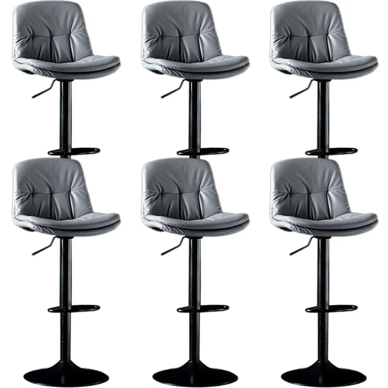 Adjustable Leather Low Back Swivel Bar Stool