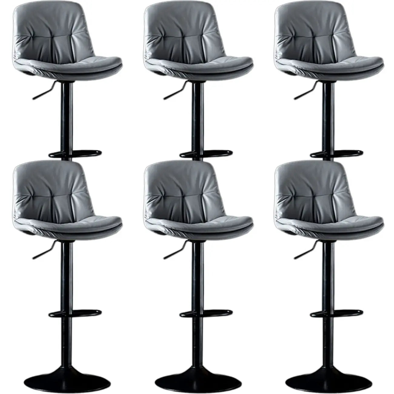 Adjustable Leather Low Back Swivel Bar Stool