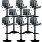 Adjustable Leather Low Back Swivel Bar Stool