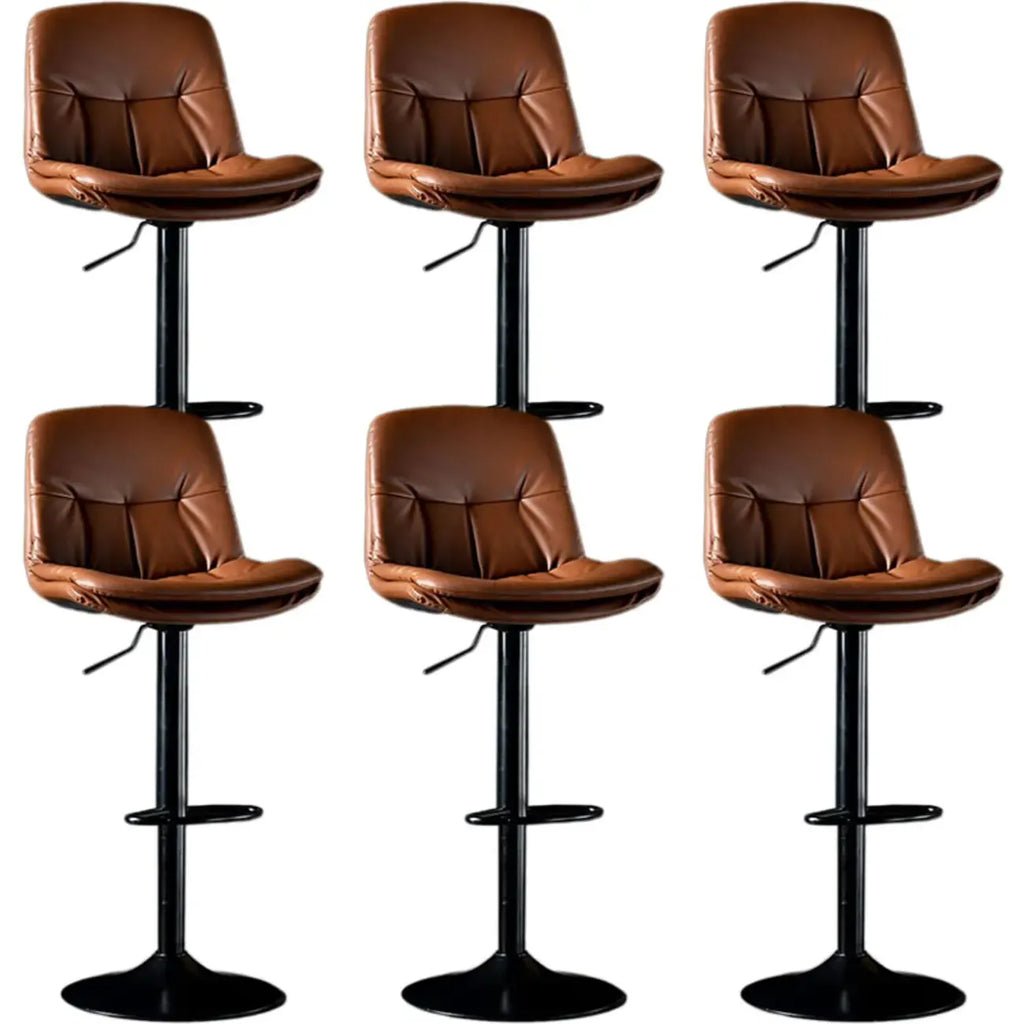 Adjustable Leather Low Back Swivel Bar Stool
