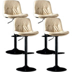 Adjustable Leather Low Back Swivel Bar Stool
