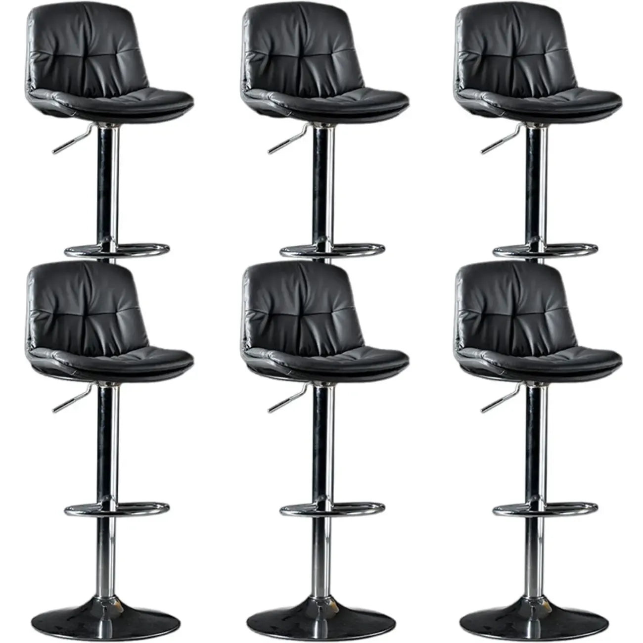 Adjustable Leather Low Back Swivel Bar Stool