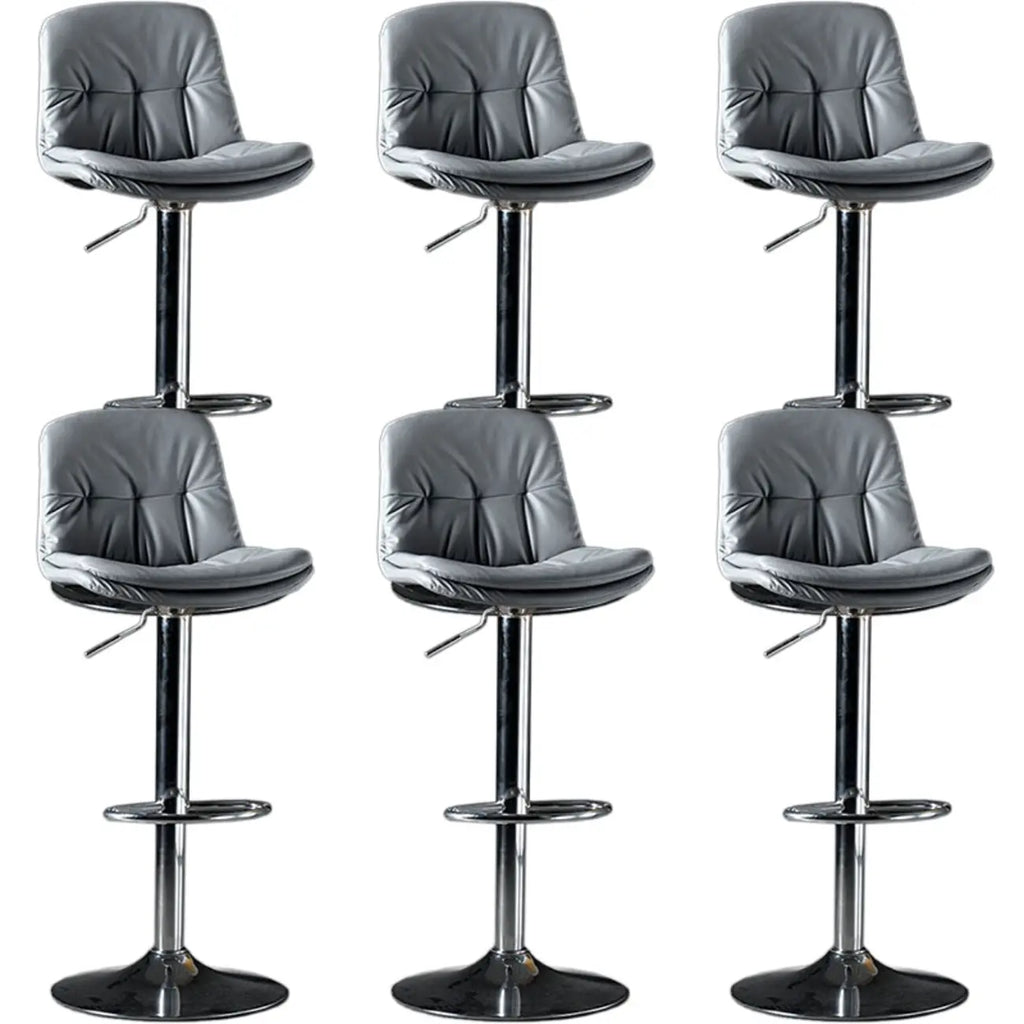 Adjustable Leather Low Back Swivel Bar Stool