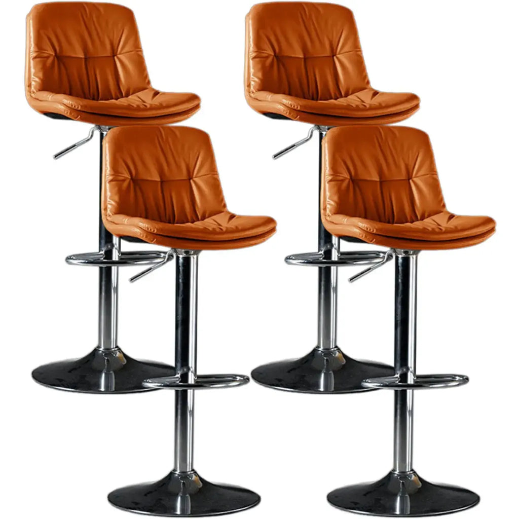Adjustable Leather Low Back Swivel Bar Stool