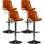 Adjustable Leather Low Back Swivel Bar Stool