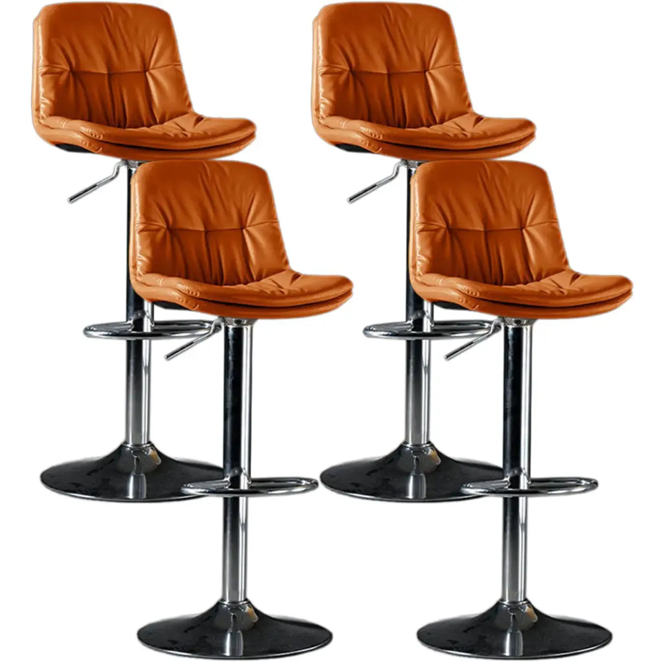 Adjustable Leather Low Back Swivel Bar Stool