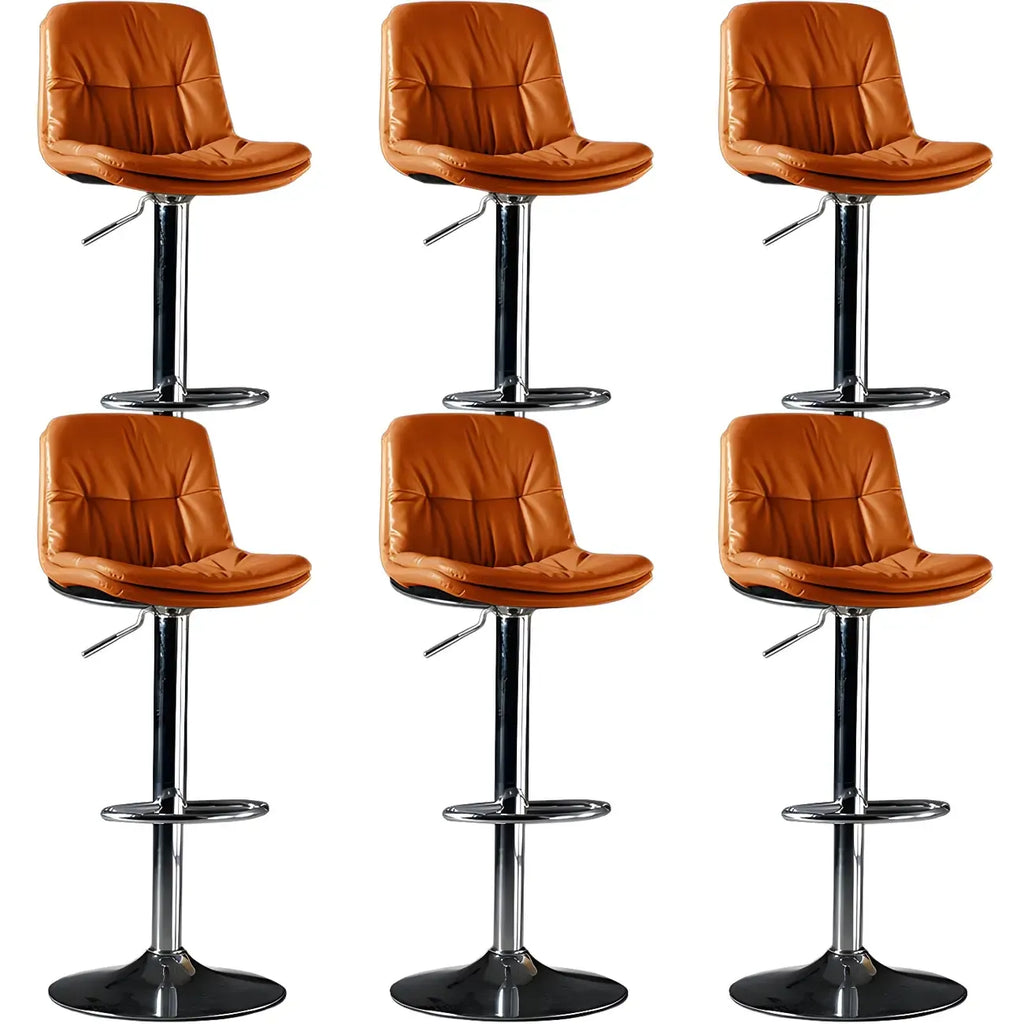 Adjustable Leather Low Back Swivel Bar Stool
