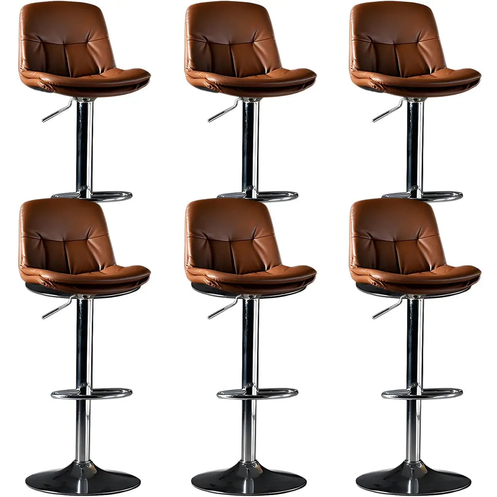 Adjustable Leather Low Back Swivel Bar Stool
