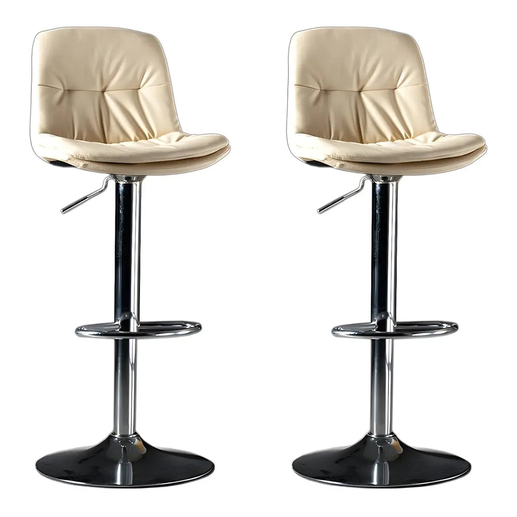 Adjustable Leather Low Back Swivel Bar Stool