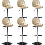 Adjustable Leather Low Back Swivel Bar Stool