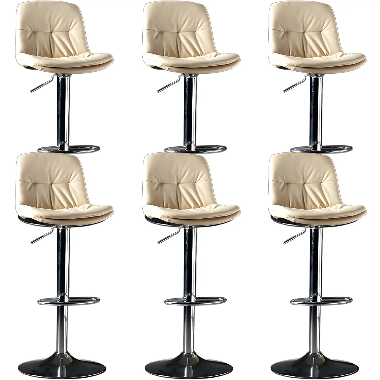 Adjustable Leather Low Back Swivel Bar Stool
