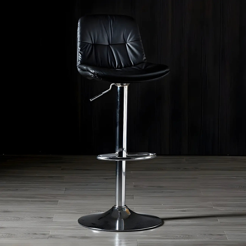 Adjustable Leather Low Back Swivel Bar Stool