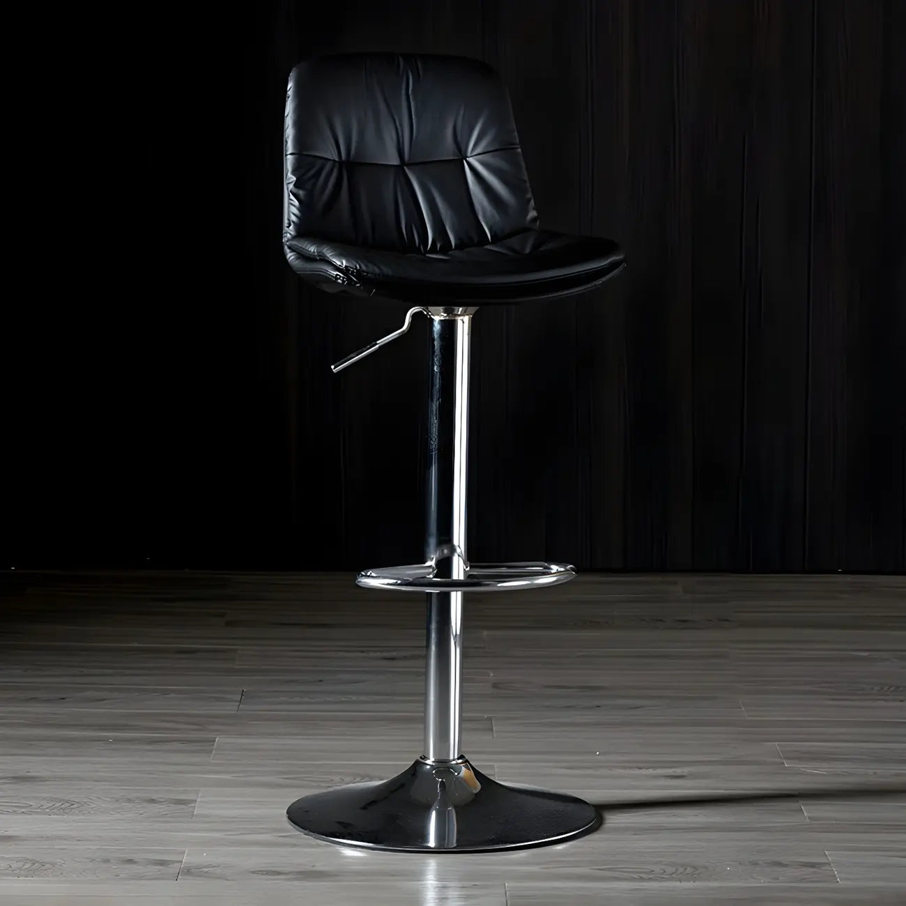Adjustable Leather Low Back Swivel Bar Stool