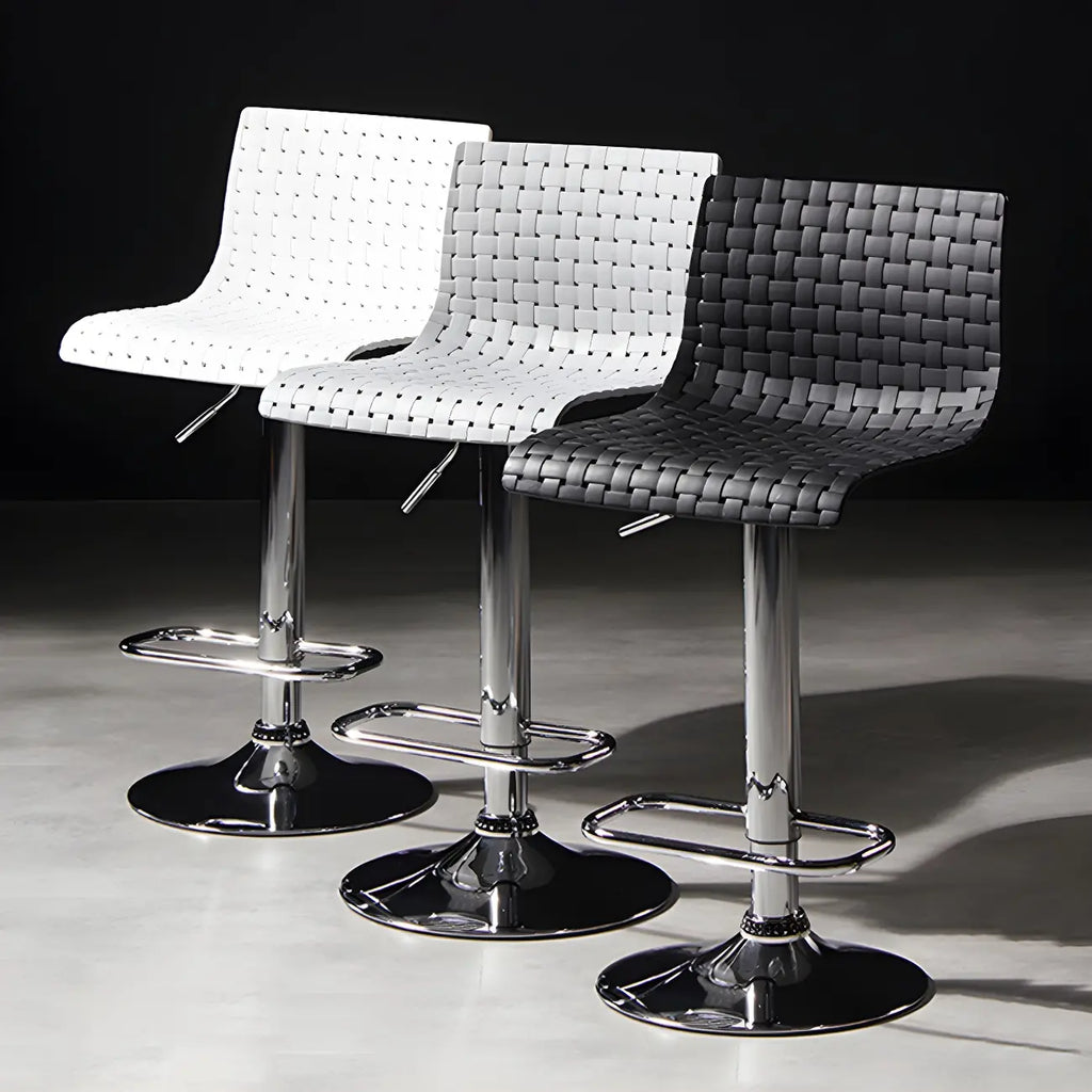 Modern Square Seat Plastic Rattan Adjustable Swivel Bar Stools